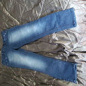 Size 12 kids denim jeans with blue sequence pockets